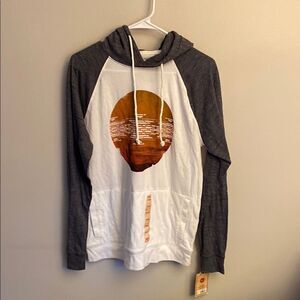 Urban Pipeline Gray and White Hoodie with Graphic Design